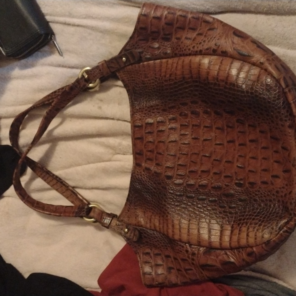 Brahmin Pecan Jacqueline Melbourne Croc Embossed Hobo Bag